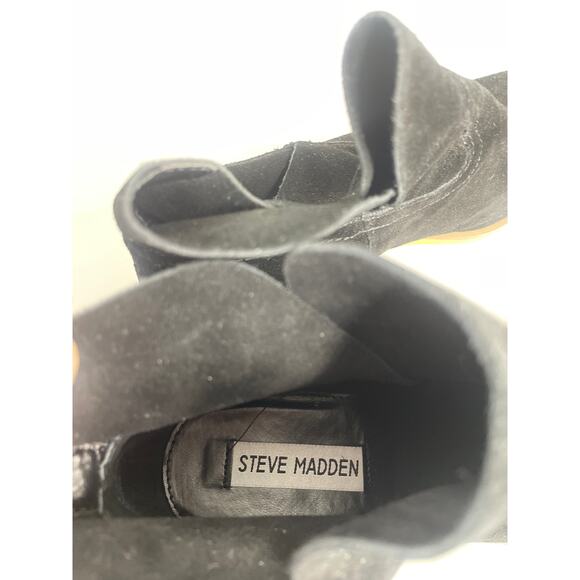 Steve Madden Leo Suede Leather Ankle Boots Size 7.5 Black Minimalist Western - Picture 9 of 10